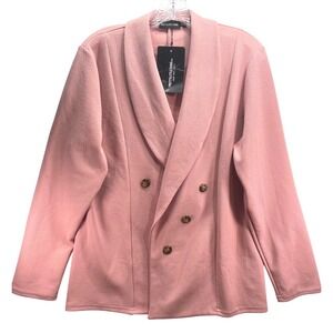 PrettyLittleThing Pink Textured Crepe Double Breasted Shawl Collar Blazer Sz 10
